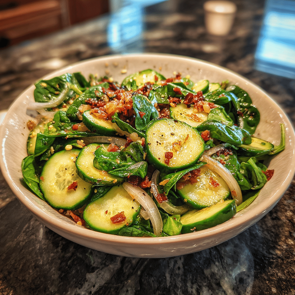 Spinach Cucumber Salad served fresh